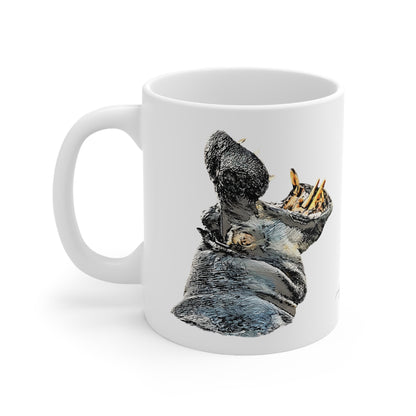 Hippo White Ceramic 11oz Mug