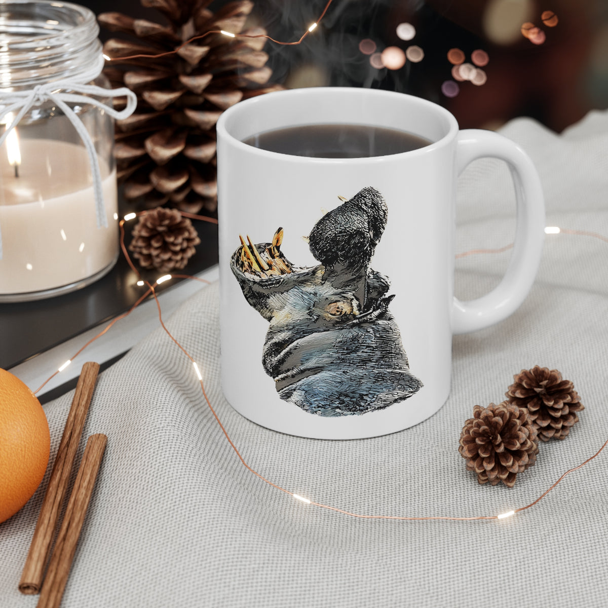 Hippo White Ceramic 11oz Mug