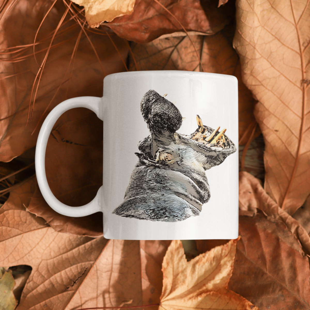 Hippo White Ceramic 11oz Mug