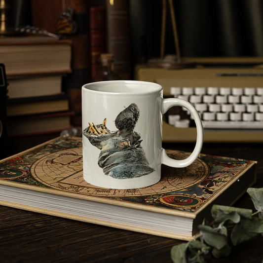 Hippo White Ceramic 11oz Mug