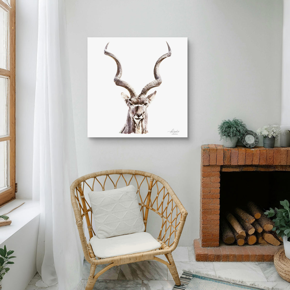 Kudu Satin Stretched Canvas Print