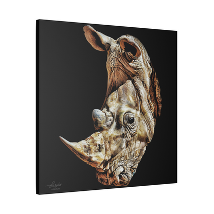 Rhino Satin Stretched Black Canvas Print
