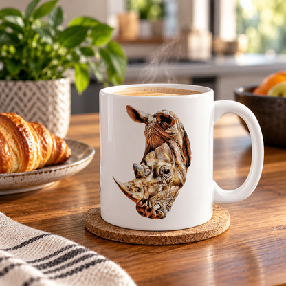Rhino White Ceramic 11oz Mug
