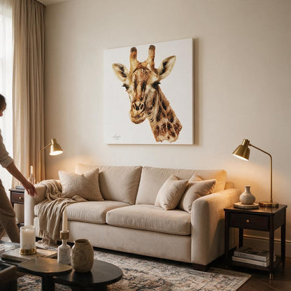 Giraffe Satin Stretched Canvas Print