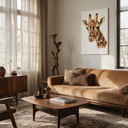 Giraffe Satin Stretched Canvas Print