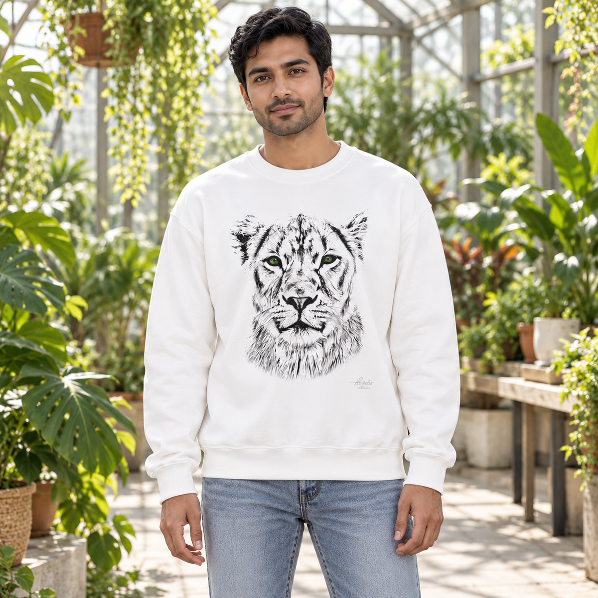 B&W Lioness Heavy Unisex Sweatshirt