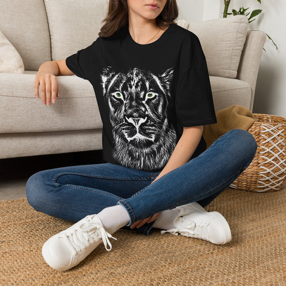 B&W Lioness Unisex Cotton T-Shirt