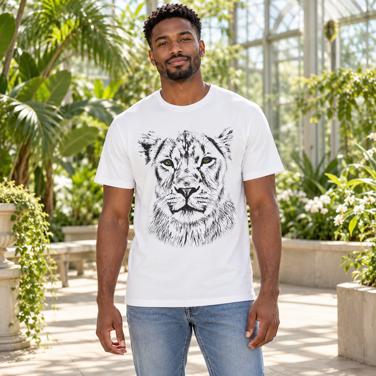 B&W Lioness Unisex Cotton T-Shirt