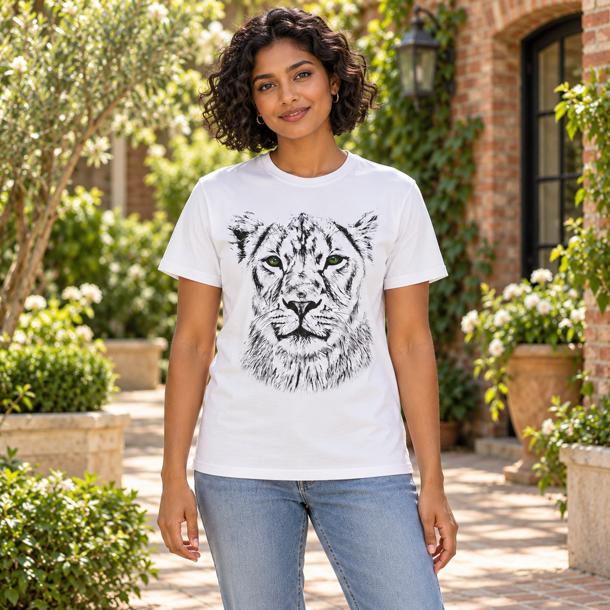 B&W Lioness Unisex Cotton T-Shirt