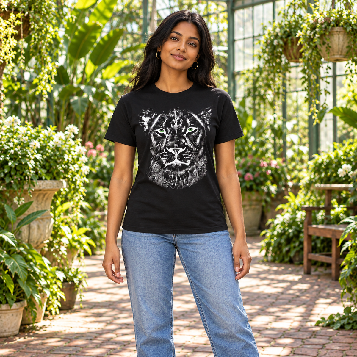 B&W Lioness Unisex Cotton T-Shirt