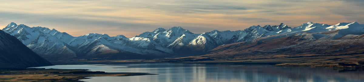 HD Printing UK Photographic Fine Art Posters. Panoramic view of a lake with snow-capped mountains in the background