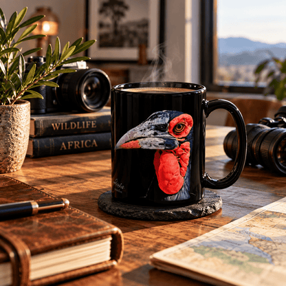 African Hornbill 15oz Large Black Ceramic Mug - HD Printing