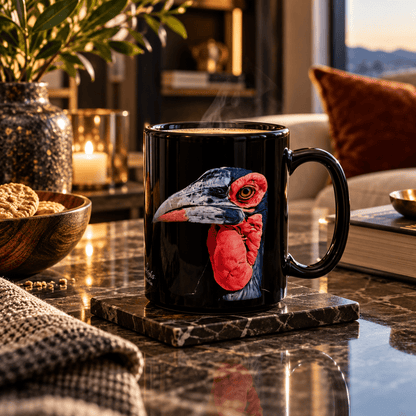 African Hornbill 15oz Large Black Ceramic Mug - HD Printing