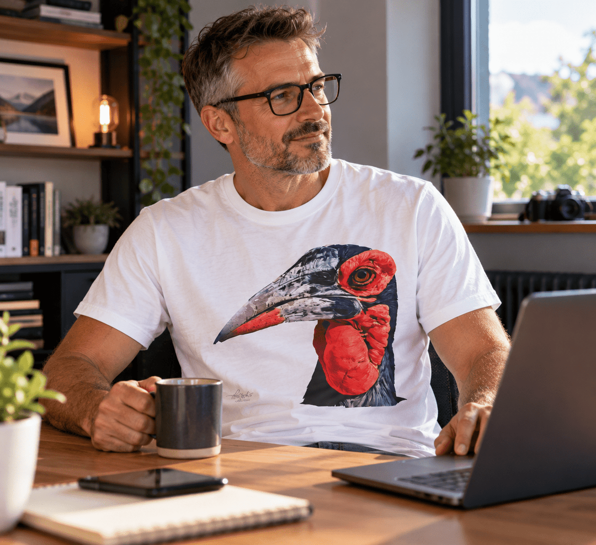 African Hornbill Unisex Cotton T-Shirt - HD Printing