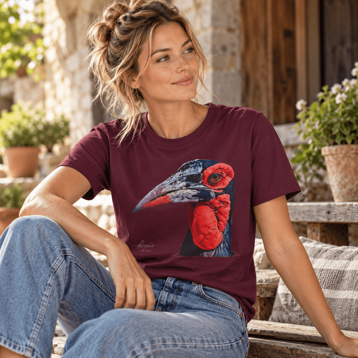 African Hornbill Unisex Cotton T-Shirt - HD Printing