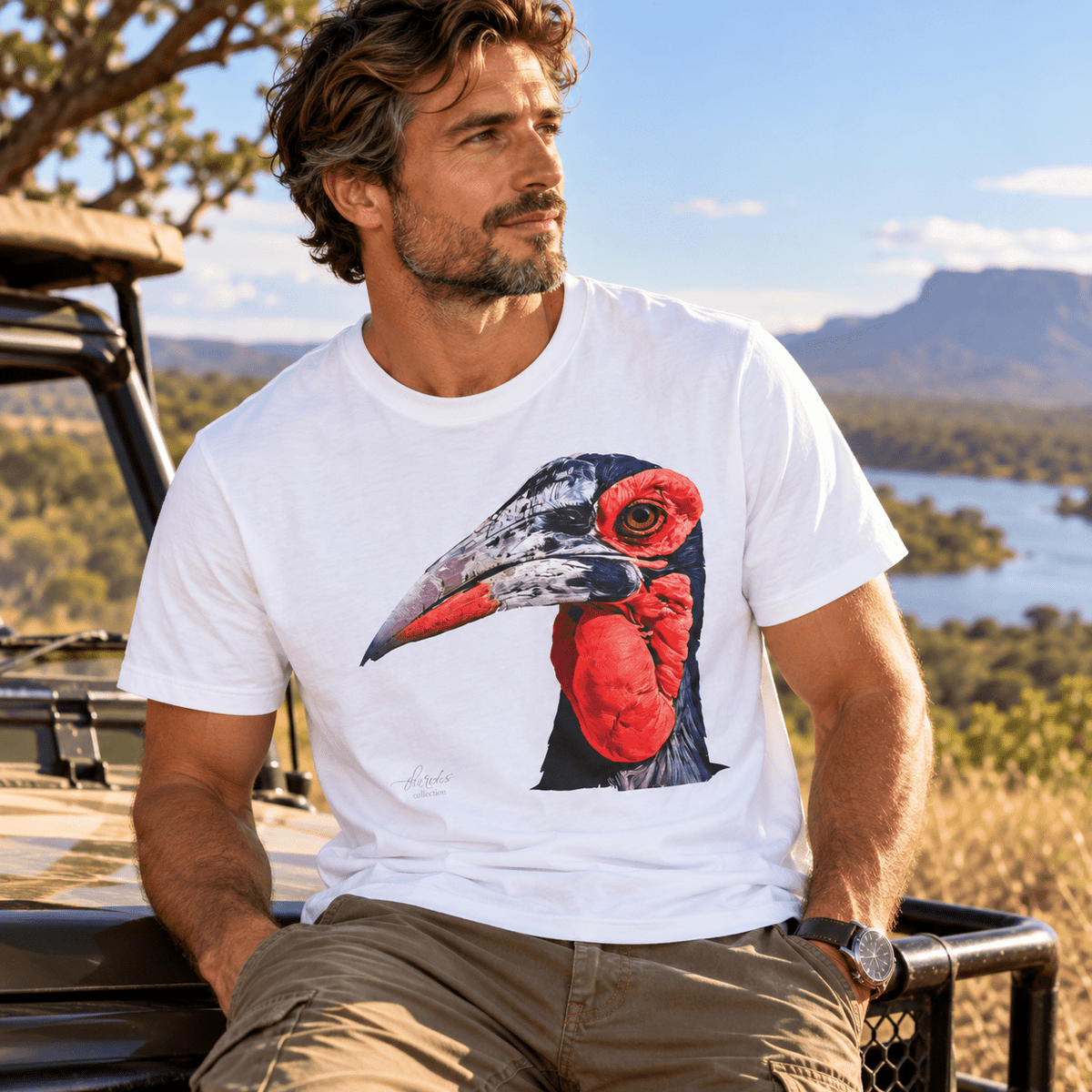 African Hornbill Unisex Cotton T-Shirt - HD Printing