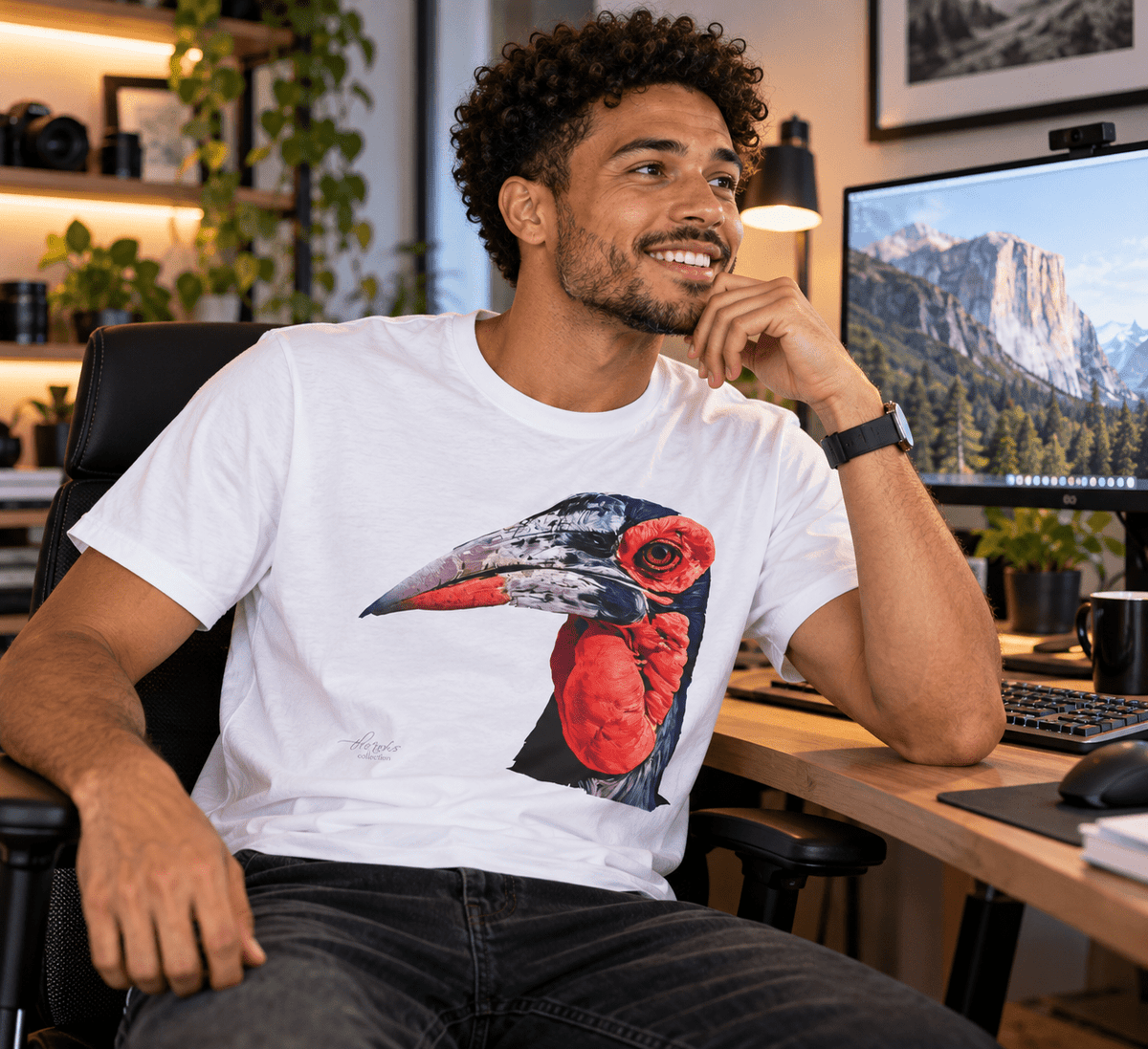 African Hornbill Unisex Cotton T-Shirt - HD Printing