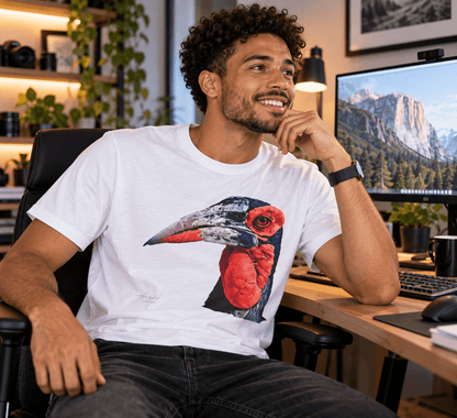African Hornbill Unisex Cotton T-Shirt - HD Printing