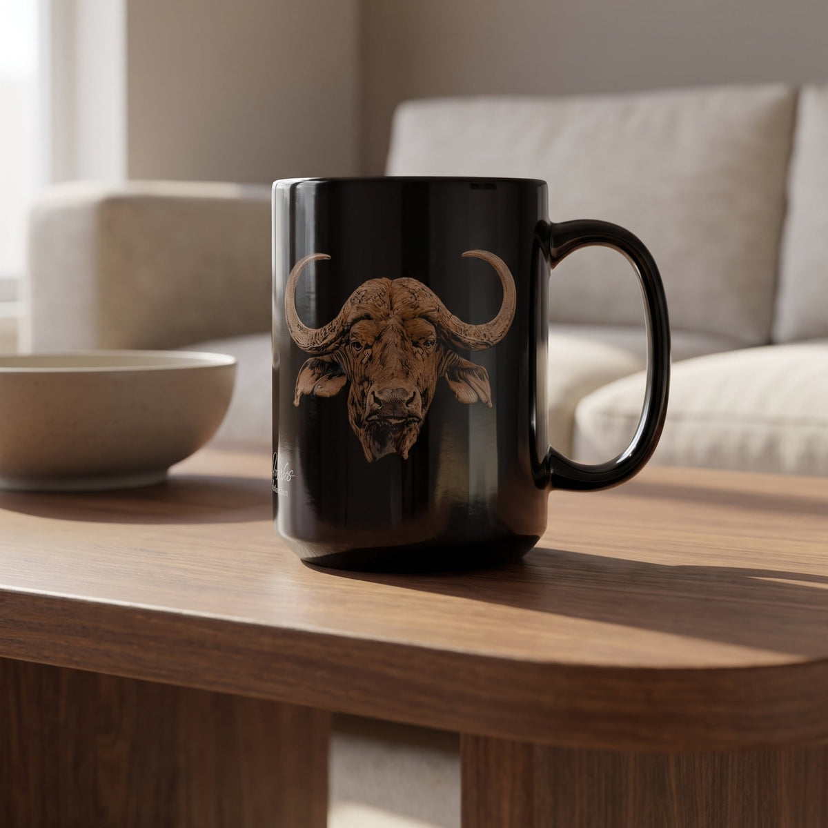 Buffalo 15oz Large Black Ceramic Mug - HD Printing