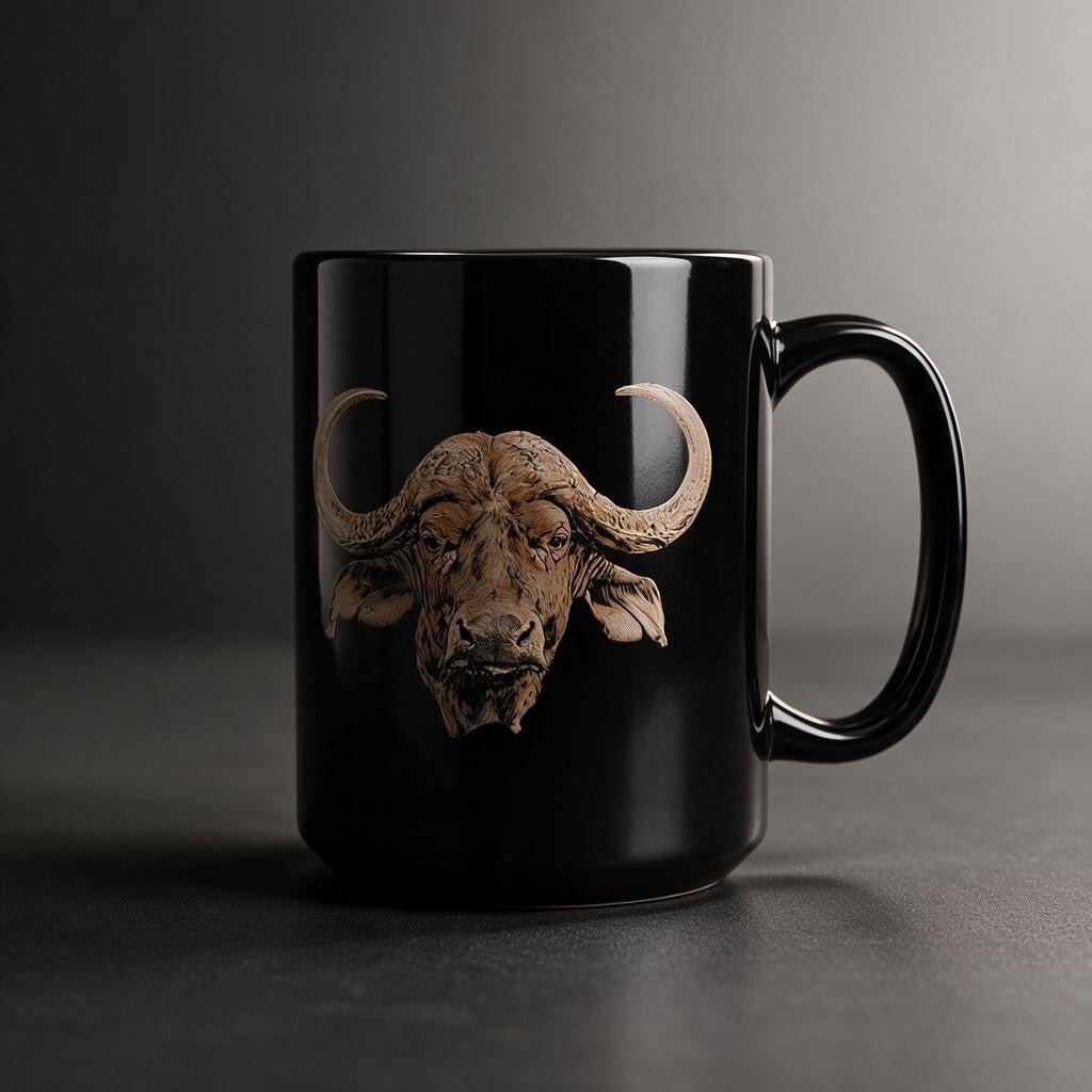 Buffalo 15oz Large Black Ceramic Mug - HD Printing