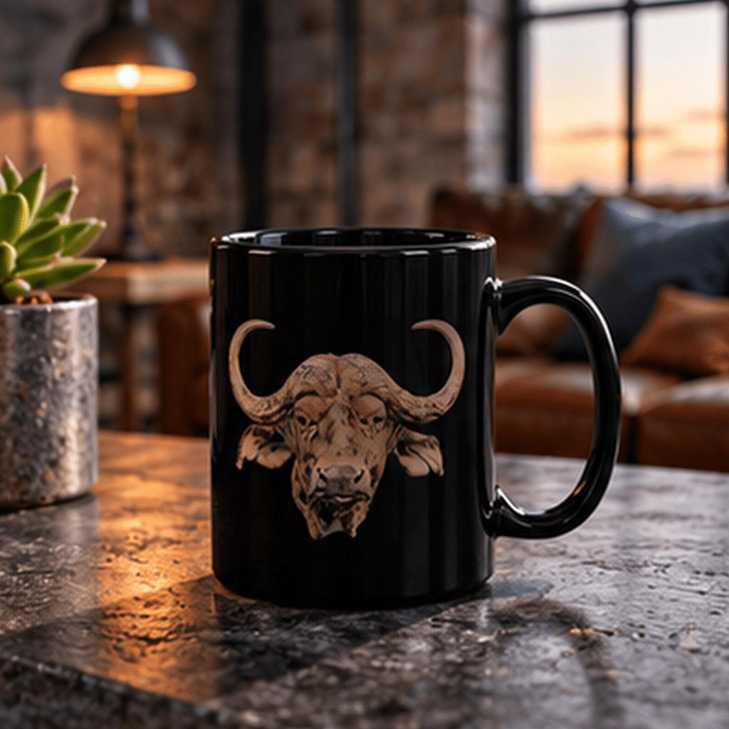 Buffalo 15oz Large Black Ceramic Mug - HD Printing