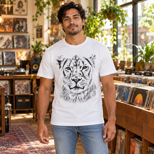 B&W Lioness Unisex Cotton T-Shirt - HD Artwork UK