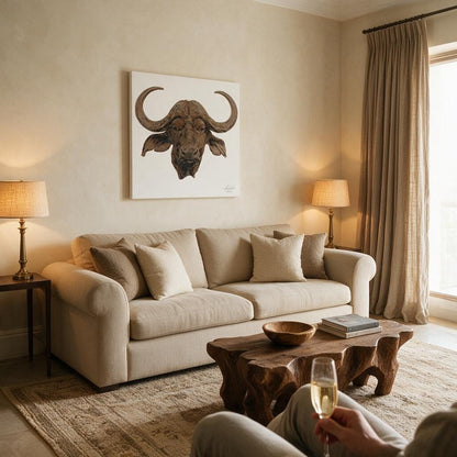 Cape Buffalo Satin Stretched Canvas Print - HD Printing