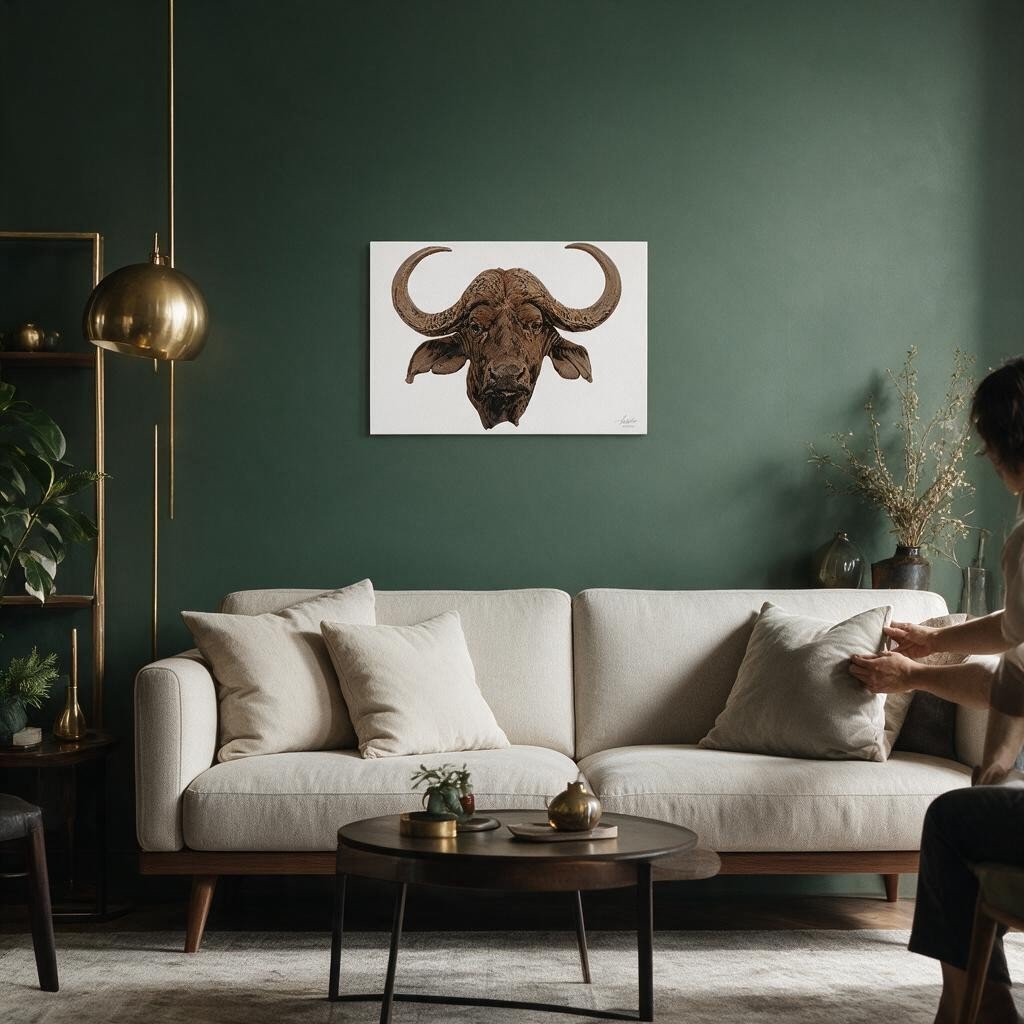 Cape Buffalo Satin Stretched Canvas Print - HD Printing