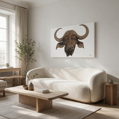 Cape Buffalo Satin Stretched Canvas Print - HD Printing
