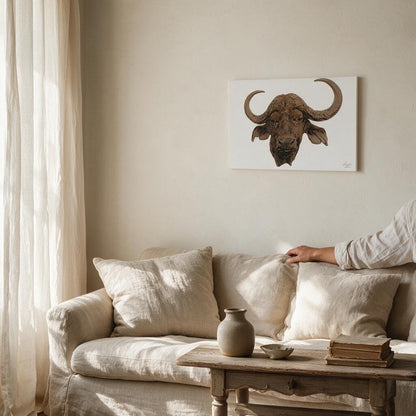 Cape Buffalo Satin Stretched Canvas Print - HD Printing