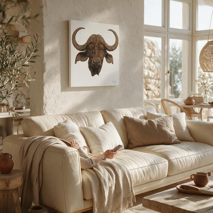 Cape Buffalo Satin Stretched Canvas Print - HD Printing