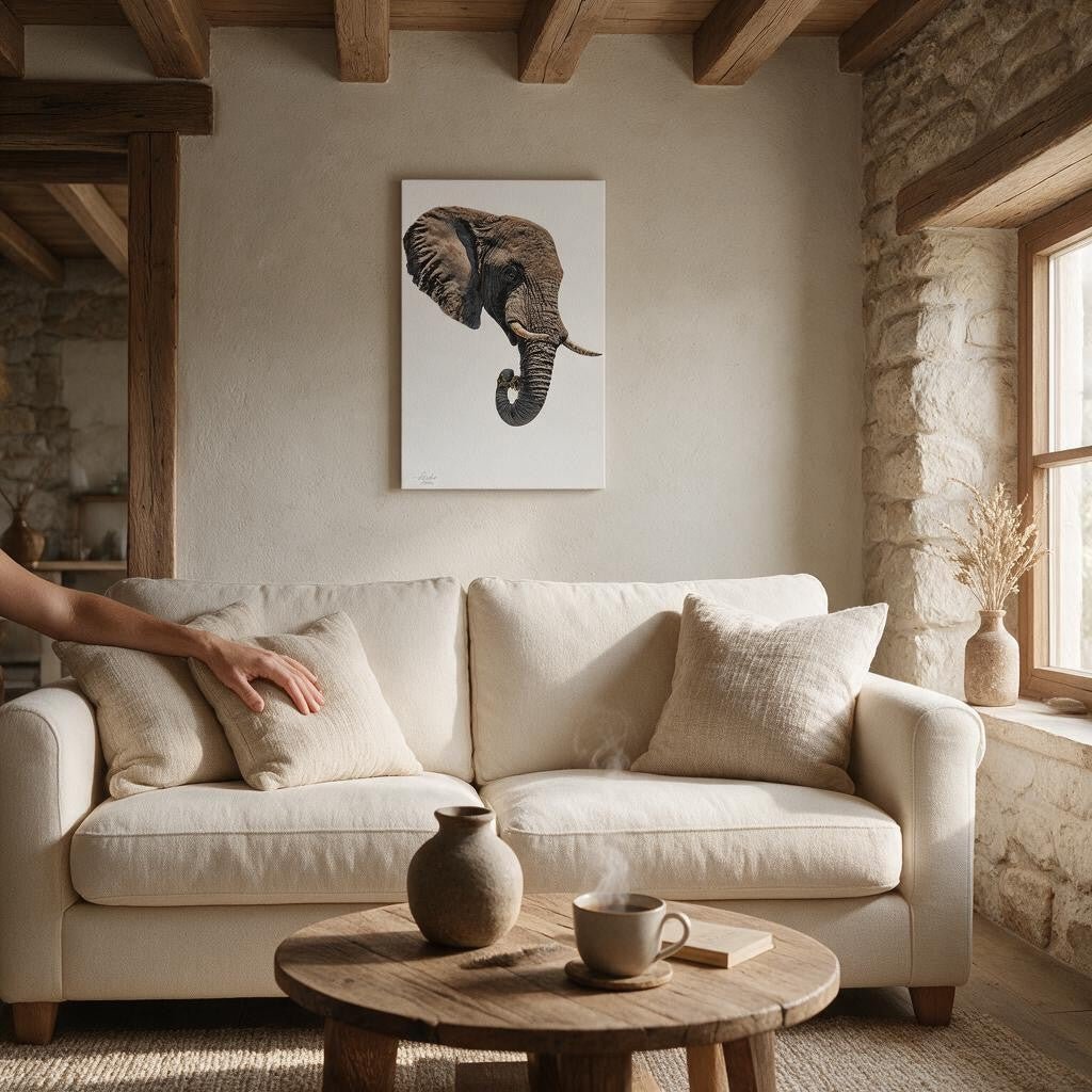 Elephant Satin Stretched Canvas Print - HD Printing