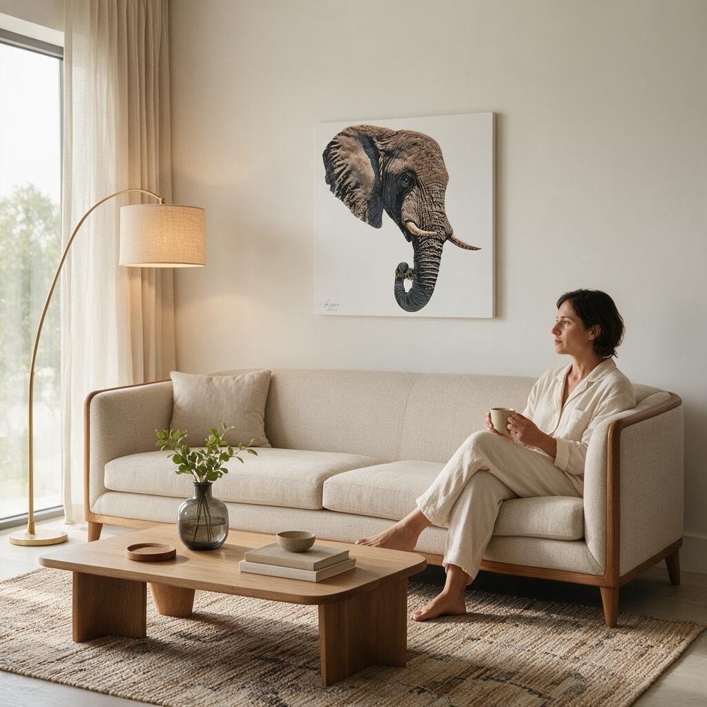 Elephant Satin Stretched Canvas Print - HD Printing