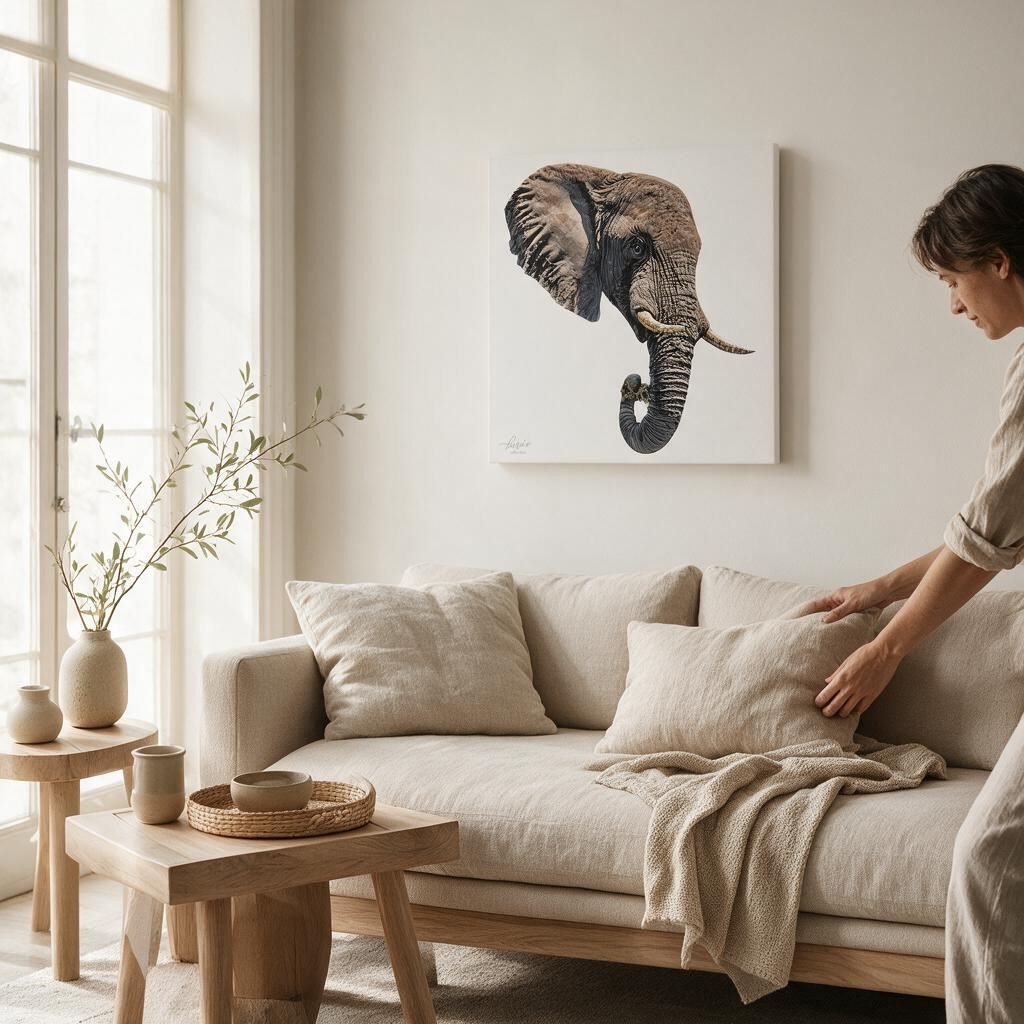 Elephant Satin Stretched Canvas Print - HD Printing