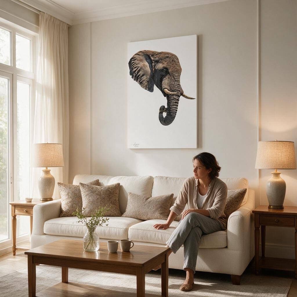 Elephant Satin Stretched Canvas Print - HD Printing