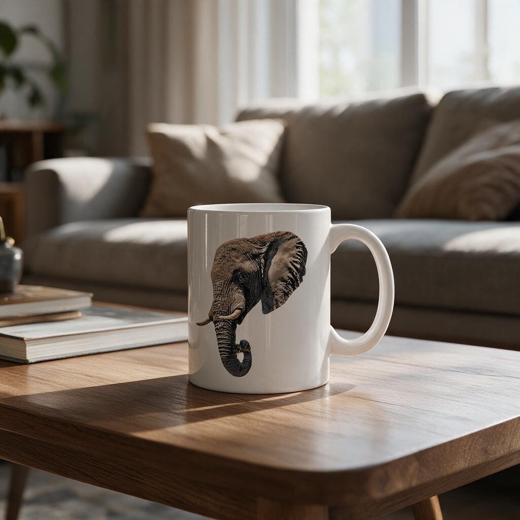 Elephant White Ceramic 11oz Mug - HD Printing