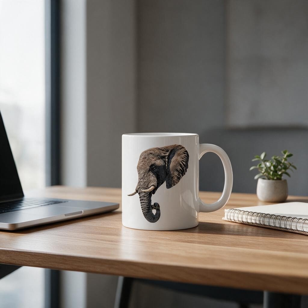 Elephant White Ceramic 11oz Mug - HD Printing