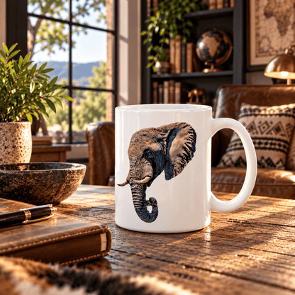 Elephant White Ceramic 11oz Mug - HD Printing