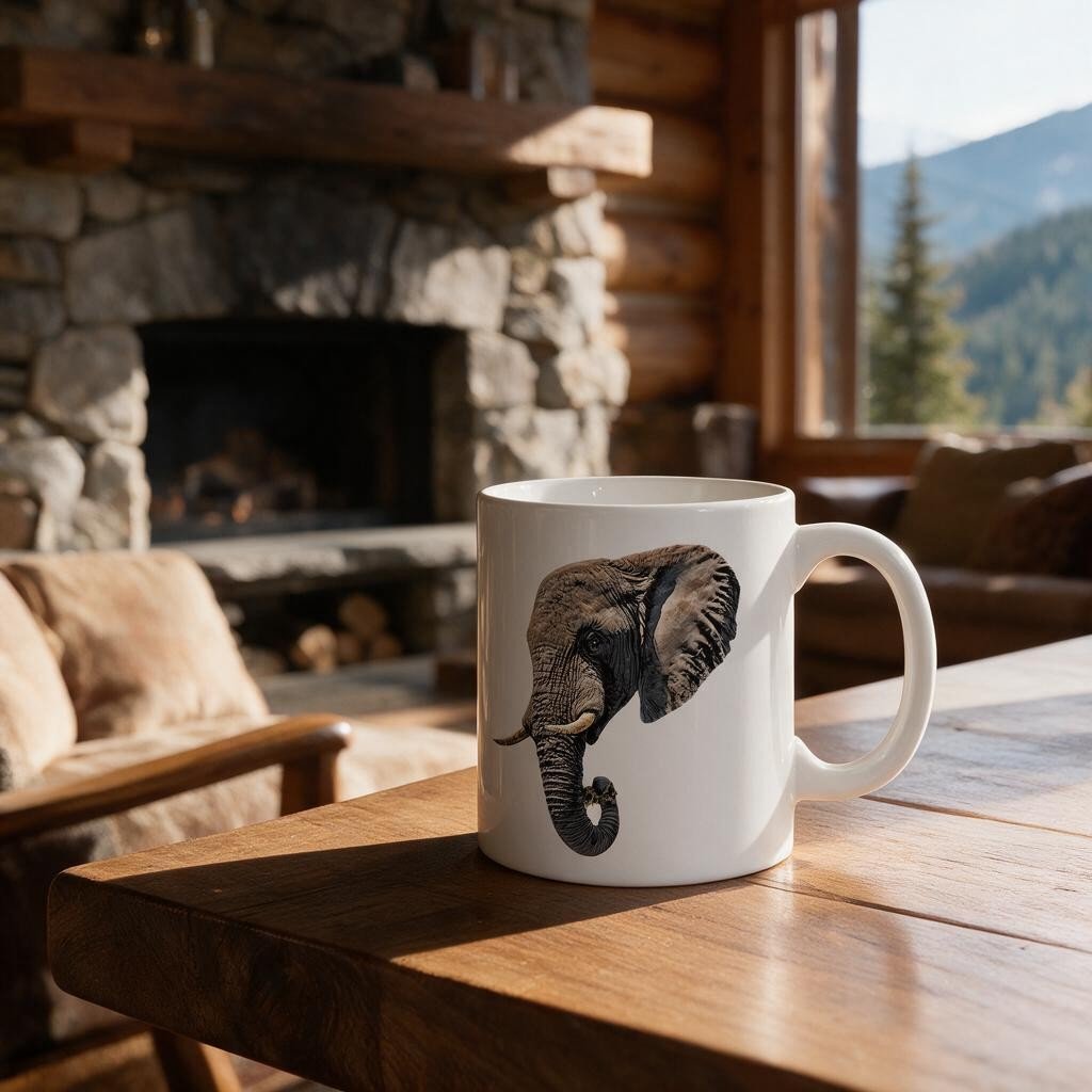 Elephant White Ceramic 11oz Mug - HD Printing