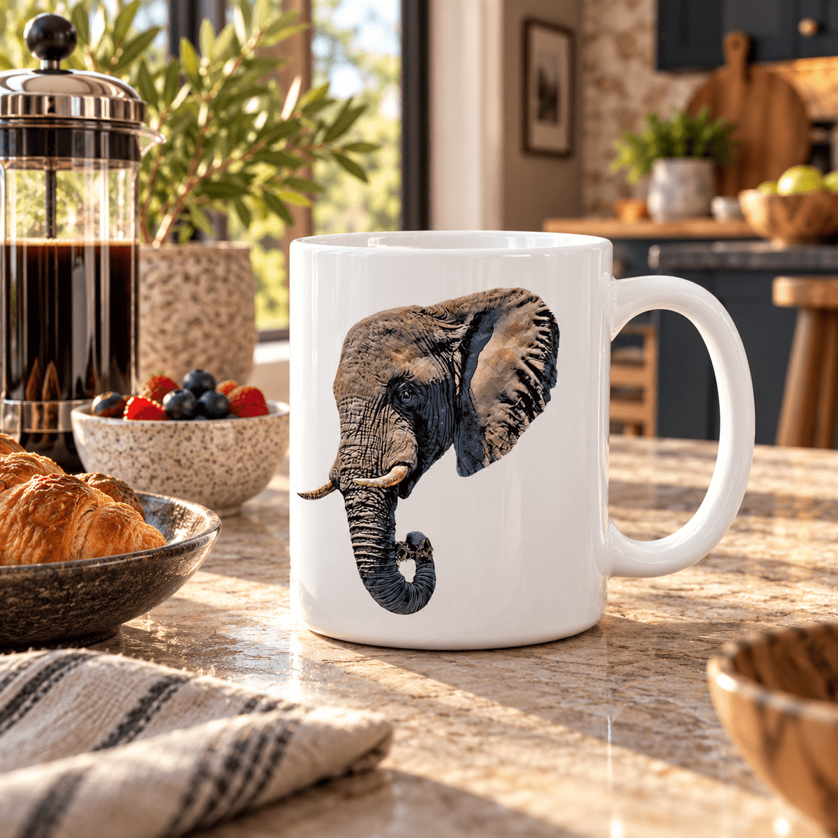 Elephant White Ceramic 11oz Mug - HD Printing