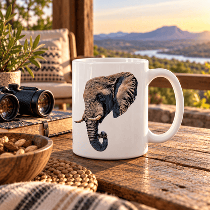 Elephant White Ceramic 11oz Mug - HD Printing