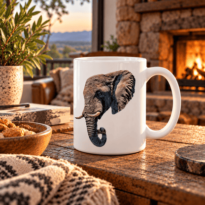 Elephant White Ceramic 11oz Mug - HD Printing