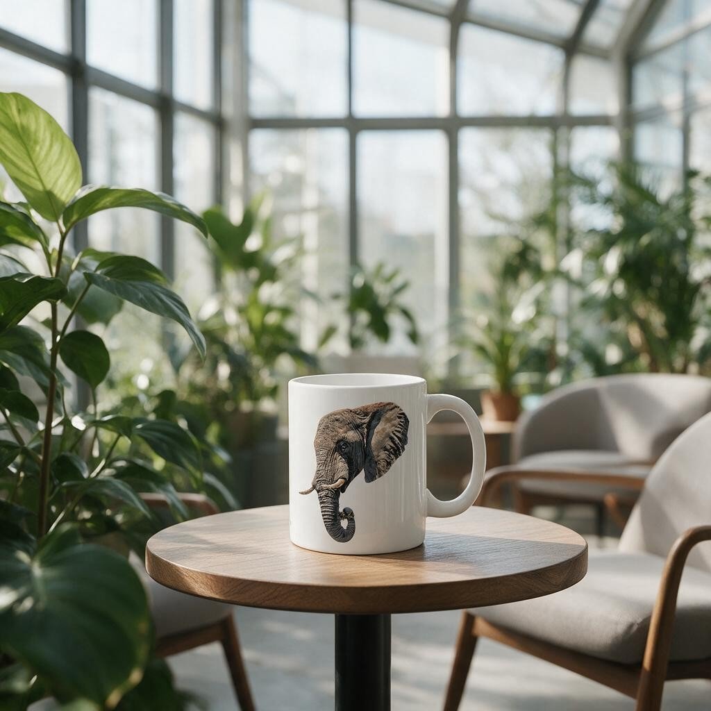 Elephant White Ceramic 11oz Mug - HD Printing