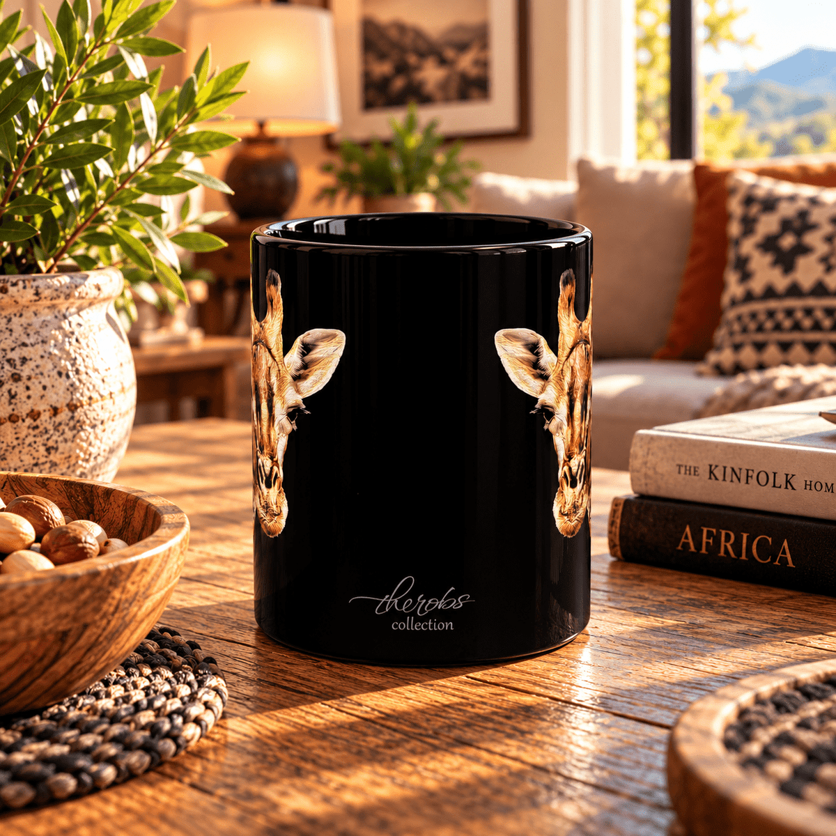 Giraffe 15oz Large Black Ceramic Mug - HD Printing