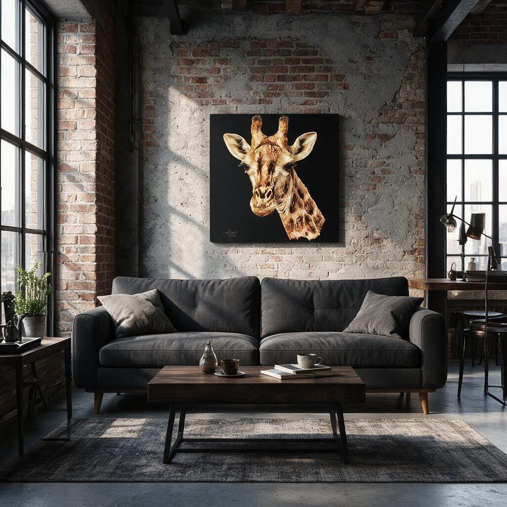 Giraffe Fine Art Giclée Matte Black Poster - HD Printing