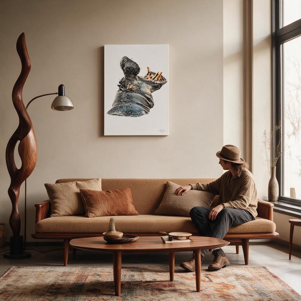 Hippo Satin Stretched Canvas Print - HD Printing