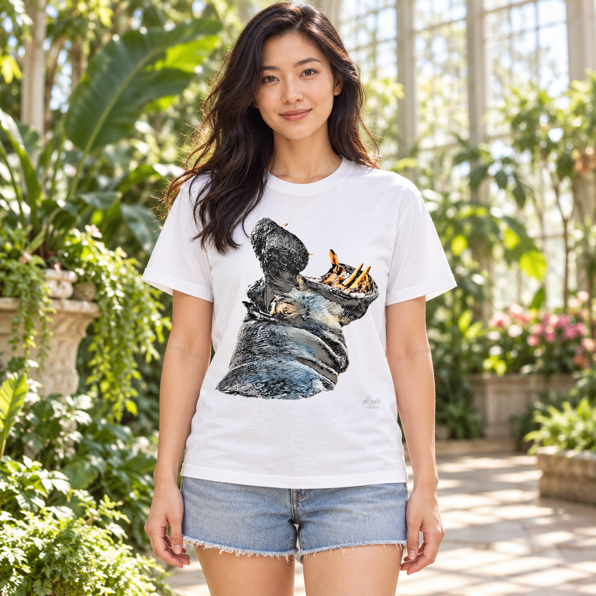Hippo Unisex Cotton T-Shirt - HD Printing
