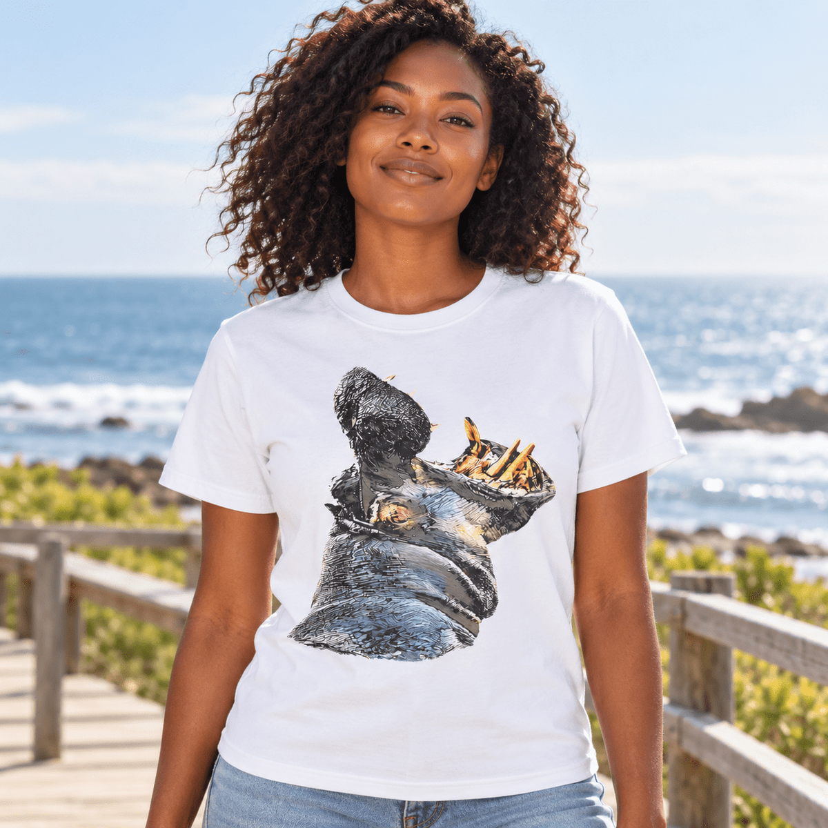 Hippo Unisex Cotton T-Shirt - HD Printing