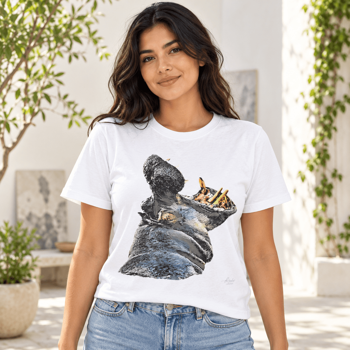 Hippo Unisex Cotton T-Shirt - HD Printing