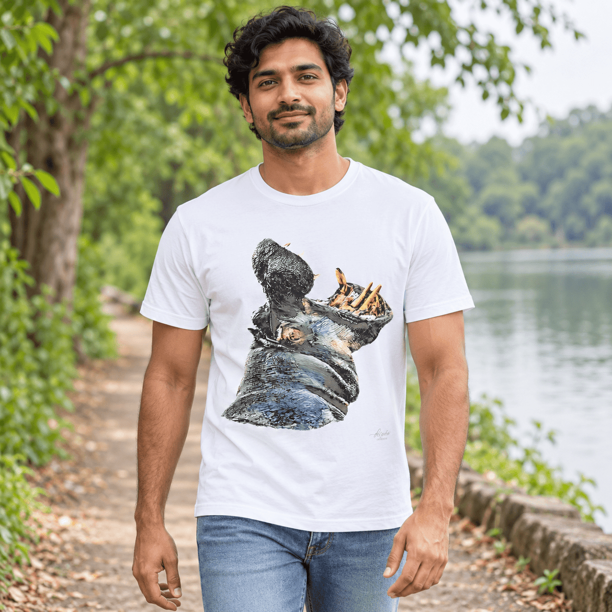Hippo Unisex Cotton T-Shirt - HD Printing